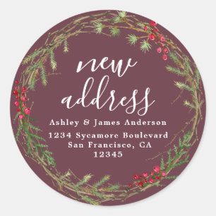 Christmas Greenery We've Moved New Address label