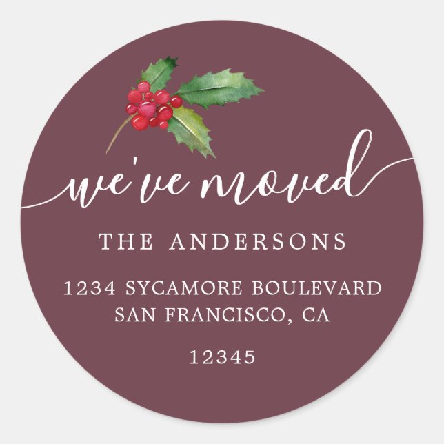 Christmas Greenery We've Moved New Address label (Front)