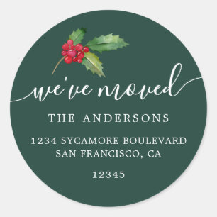 Christmas Greenery We've Moved New Address label