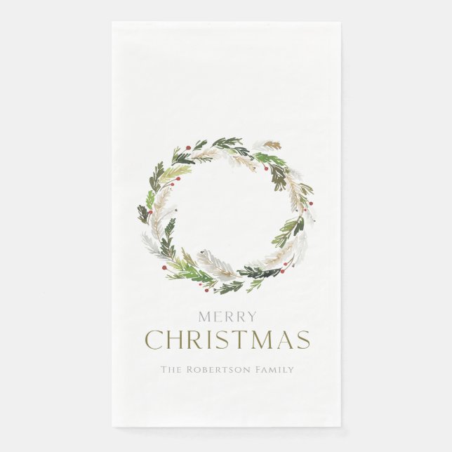 Christmas Greenery Wreath Napkin (Front)