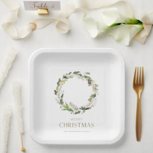 Christmas Greenery Wreath Paper Plate