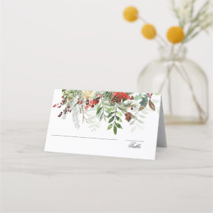 Christmas Greens White Christmas Wedding Place Card