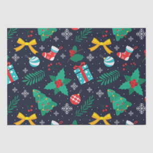 Christmas GreenTrees, Flakes, Stockings Pattern Tissue Paper