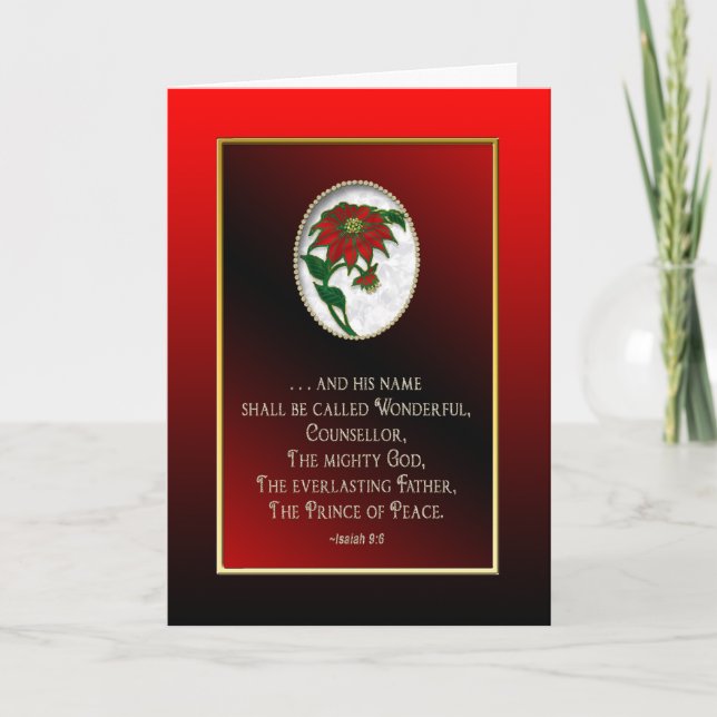CHRISTMAS GREETING CARD - CHRISTIAN - POINSETTIA (Front)