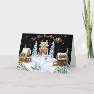 Christmas,greeting,card,Santa,reindeer,rabbit Holiday Card