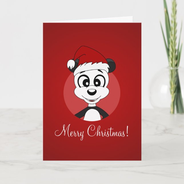 Christmas greeting card with cartoon panda bear (Front)