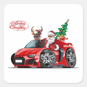 Christmas Greeting Card with Christmas lettering Square Sticker