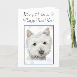 Christmas Greeting Card, with Cute Westie Dog Holiday Card
