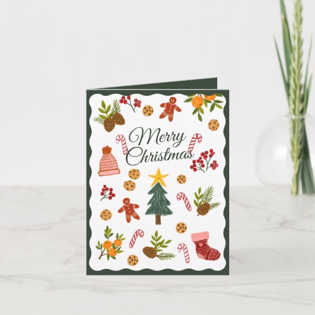 Christmas Greeting Card With Seasonal Items (Front)