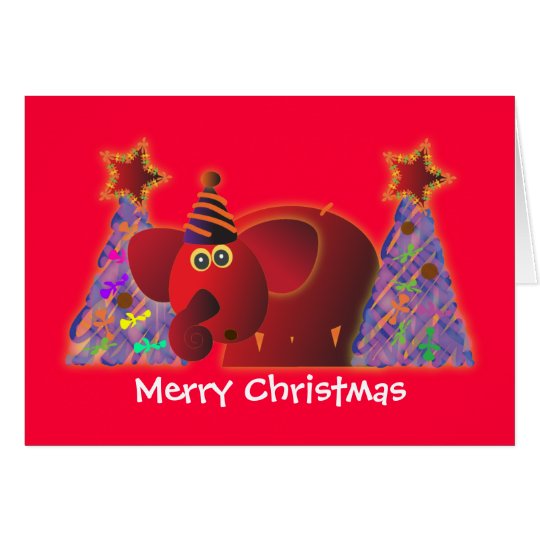 Christmas greeting cards: Red elephant 2 Card