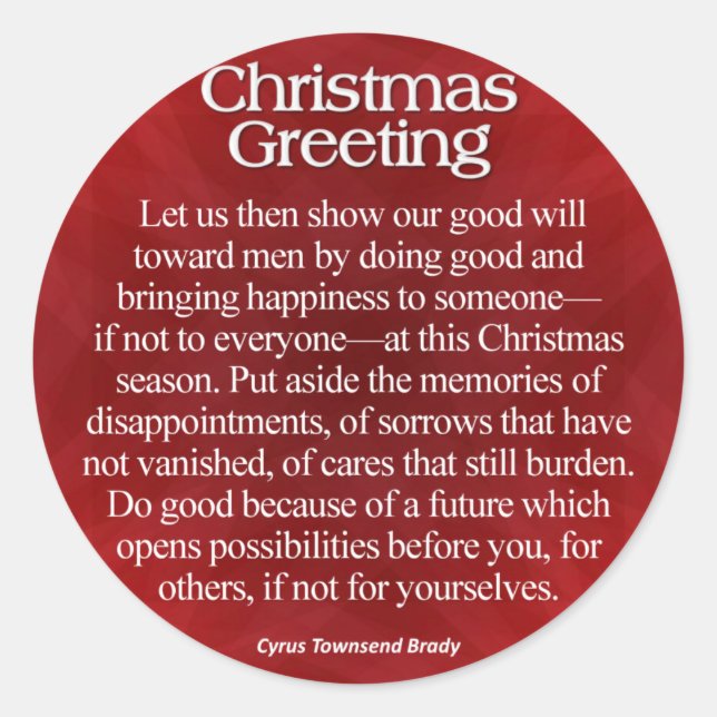 Christmas Greeting Classic Round Sticker (Front)