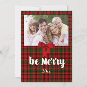 Christmas Greeting, Country Red Plaid, Custom Holiday Card