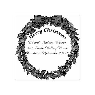 Christmas Greeting Custom Return Address Label Rubber Stamp