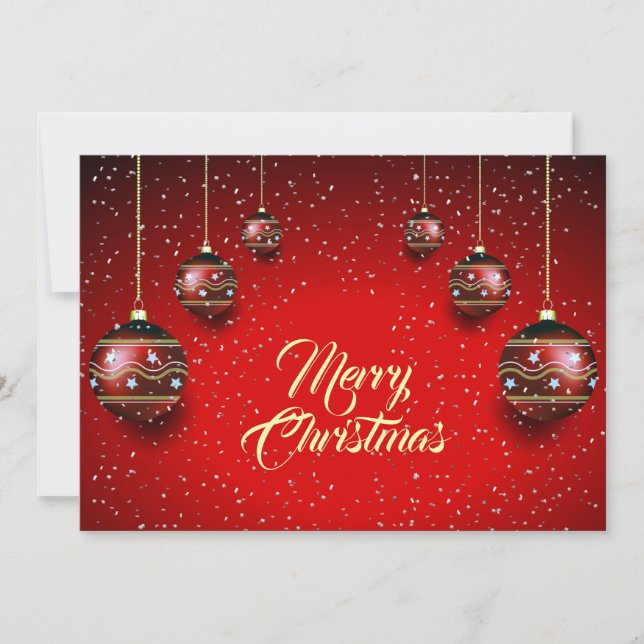 Christmas Greeting Golden Red Winter Elegant Holiday Card (Front)