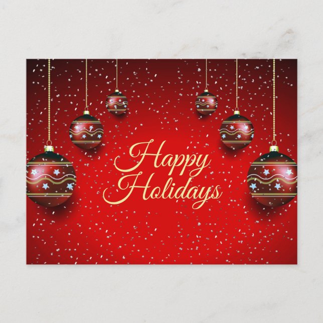 Christmas Greeting Golden Red Winter Holidays Postcard (Front)