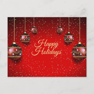 Christmas Greeting Golden Red Winter Holidays Postcard