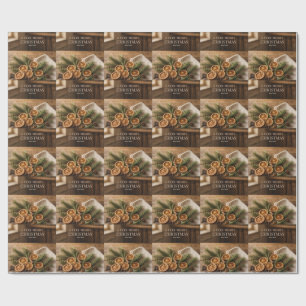 Christmas Greeting ,Mediterranean European Kitchen Wrapping Paper