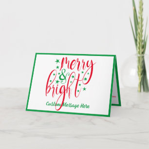 Christmas Greeting Merry and Bright Red Green Card