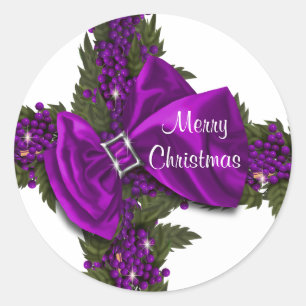Christmas greeting seals purple PERSONALIZE