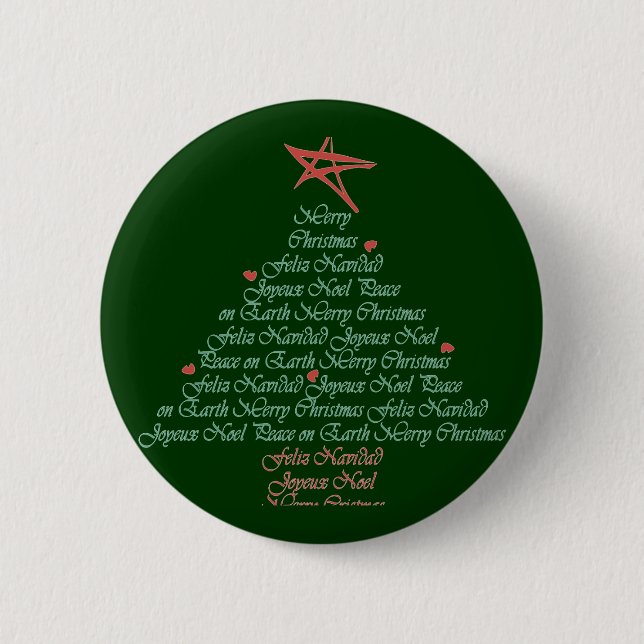 Christmas Greeting Tree 2 Inch Round Button (Front)