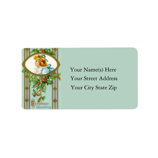 Christmas Greeting Vintage Address Label (Front)