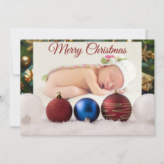 Christmas Greeting With Beautiful Baby Thank You Card