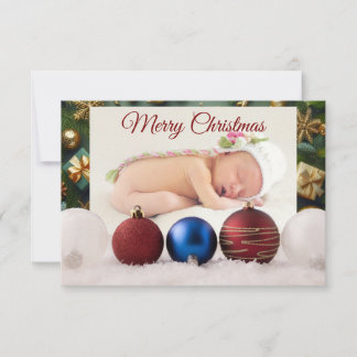 Christmas Greeting With Beautiful Baby Thank You Card