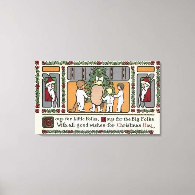Christmas GreetingFolk Art Christmas Scene Canvas Print (Front)
