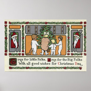 Christmas GreetingFolk Art Christmas Scene Poster