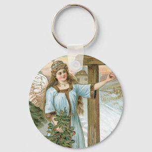 Christmas Greetings Angel Keychain