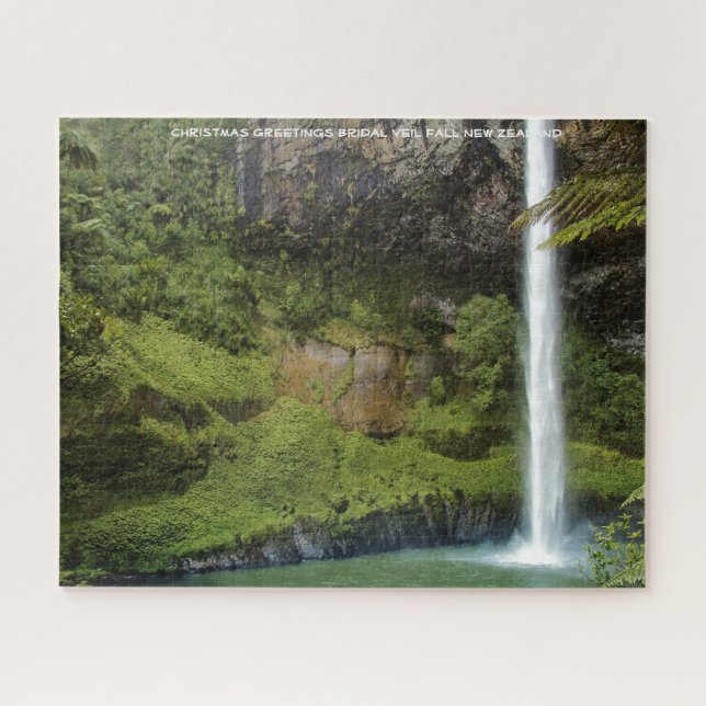 Christmas Greetings Bridal Veil Fall New Zealand Jigsaw Puzzle (Horizontal)