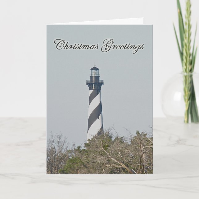 Christmas Greetings - Cape Hatteras Lighthouse Holiday Card (Front)