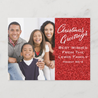 Christmas Greetings Card Template with Red Glitter