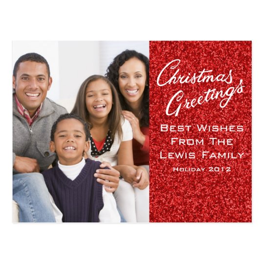 Christmas Greetings Card Template with Red Glitter