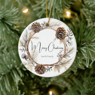 Christmas Greetings Ceramic Ornament