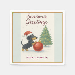 Christmas Greetings Dachshund Paper Napkin