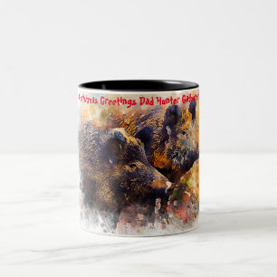 Christmas Greetings Dad Hunter Gatherer Two-Tone Coffee Mug