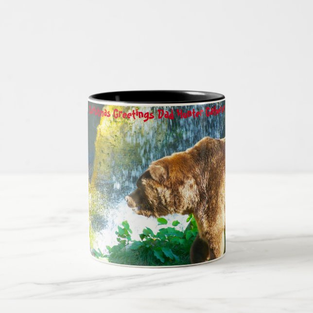 Christmas Greetings Dad Hunter Gatherer Two-Tone Coffee Mug (Center)