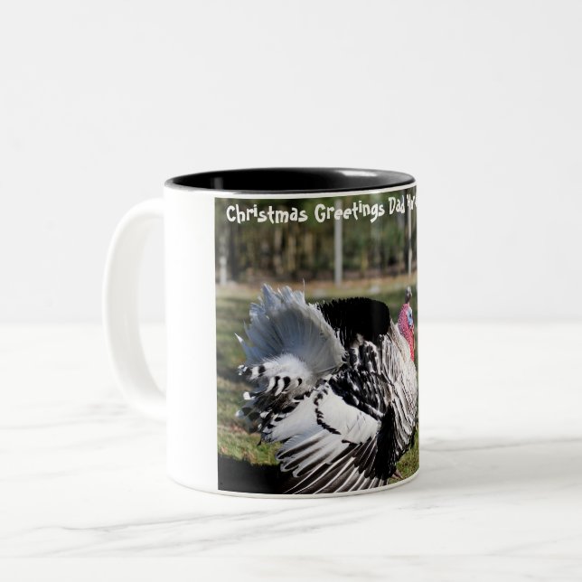 Christmas Greetings Dad Hunter Gatherer Two-Tone Coffee Mug (Front Left)