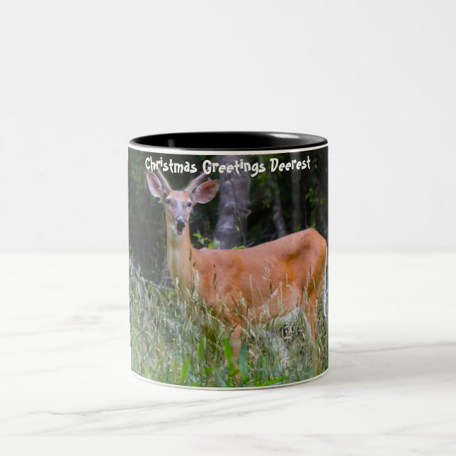 Christmas Greetings  Deerest Two-Tone Coffee Mug (Center)