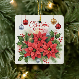 Christmas Greetings, Festive, Ceramic Ornament