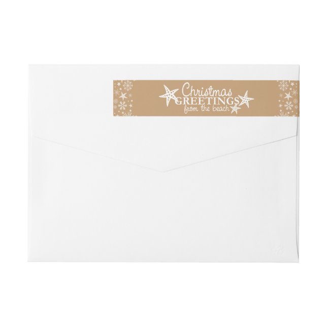 Christmas Greetings from Beach Vacation Wrap Around Label (Back)