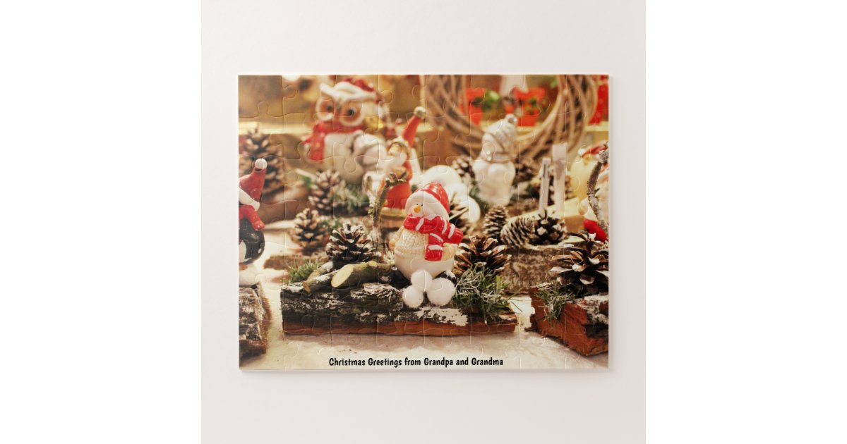 Christmas Greetings from Grandpa and Grandma Jigsaw Puzzle Zazzle
