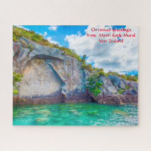 Christmas Greetings from Maori Rock Mural Jigsaw Puzzle