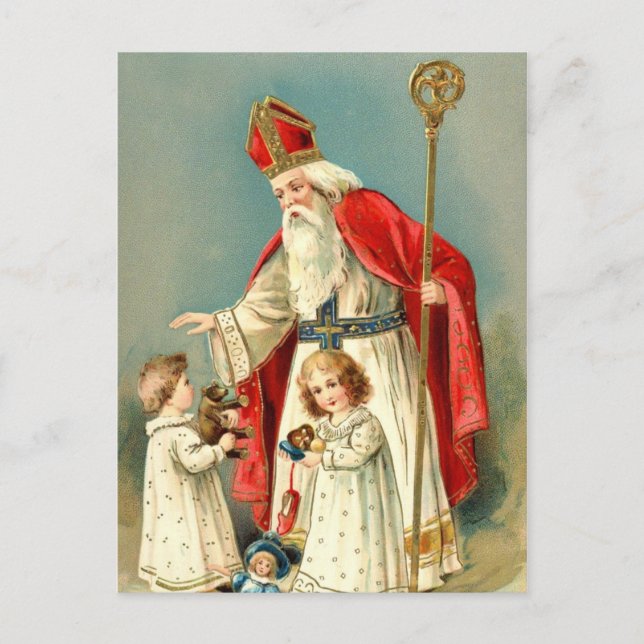 Christmas Greetings from St. Nicholas Holiday Postcard (Front)