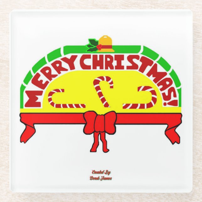 Christmas Greetings Glass Coaster (Front)