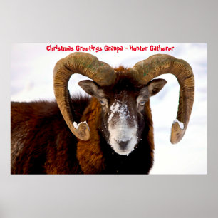 Christmas Greetings Grandpa Hunter Gatherer Poster