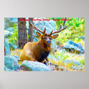 Christmas Greetings Grandpa Hunter Gatherer Poster