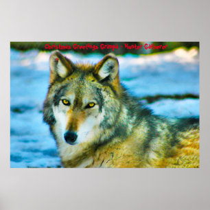 Christmas Greetings Grandpa Hunter Gatherer Poster