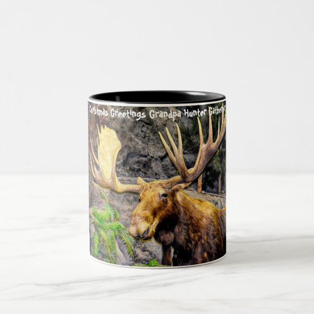 Christmas Greetings Grandpa Hunter Gatherer Two-Tone Coffee Mug (Center)